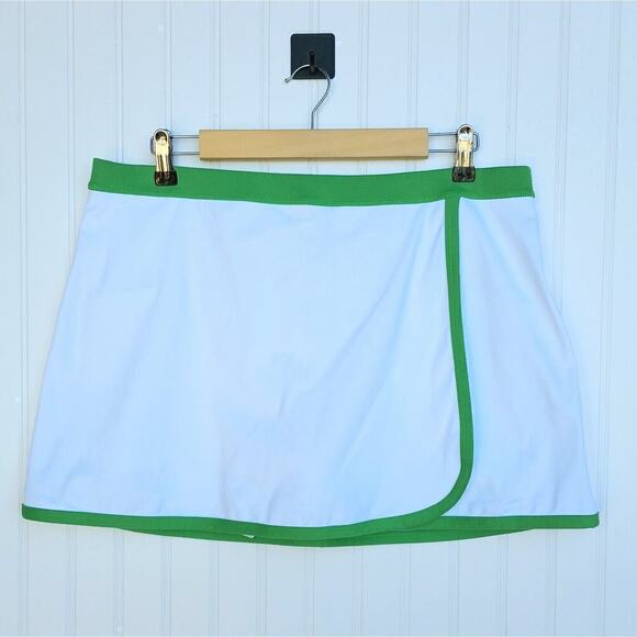 J. Crew Cloudstretch Wrap Tennis Skirt Skort Size L White Green Pickleball BP016 - Picture 3 of 9